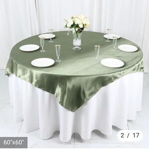 Dusty sage green tableclothes/overlays